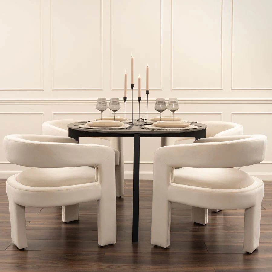 Niven 4 Seat Dining Table Concrete Effect - Black Legs 4 Niven 4 Seat Dining Table Concrete Effect - Black Legs - Image 2