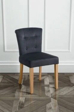 Positano Dining Chair With Back Ring - Black Velvet Natural Legs -Furniture Sale Store 157 front web