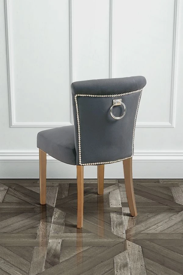 Positano Dining Chair With Back Ring - Smoke - Natural Legs 5 Positano Dining Chair With Back Ring - Smoke - Natural Legs - Image 3