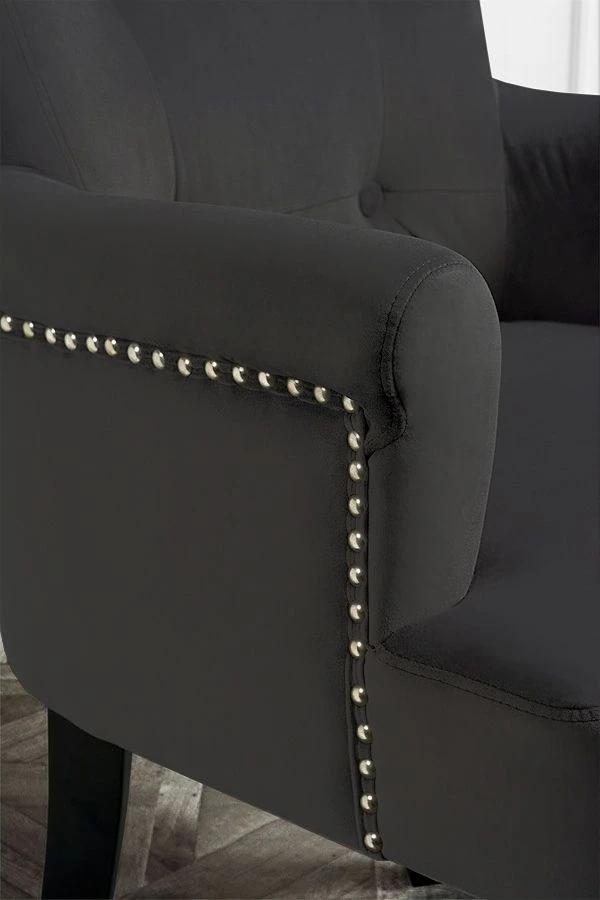 Positano Carver Chair With Back Ring - Black Velvet 7 Positano Carver Chair With Back Ring - Black Velvet - Image 5
