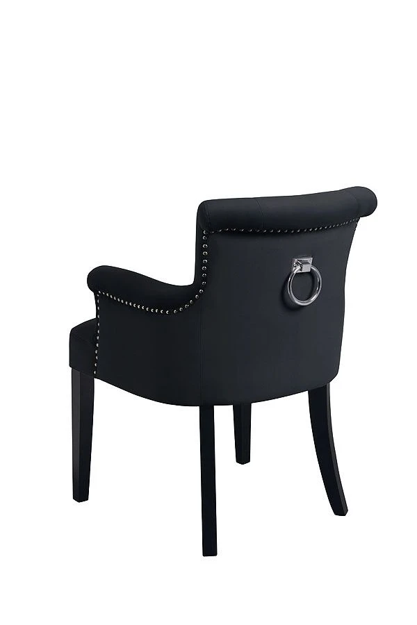Positano Carver Chair With Back Ring - Black Velvet 3 Positano Carver Chair With Back Ring - Black Velvet