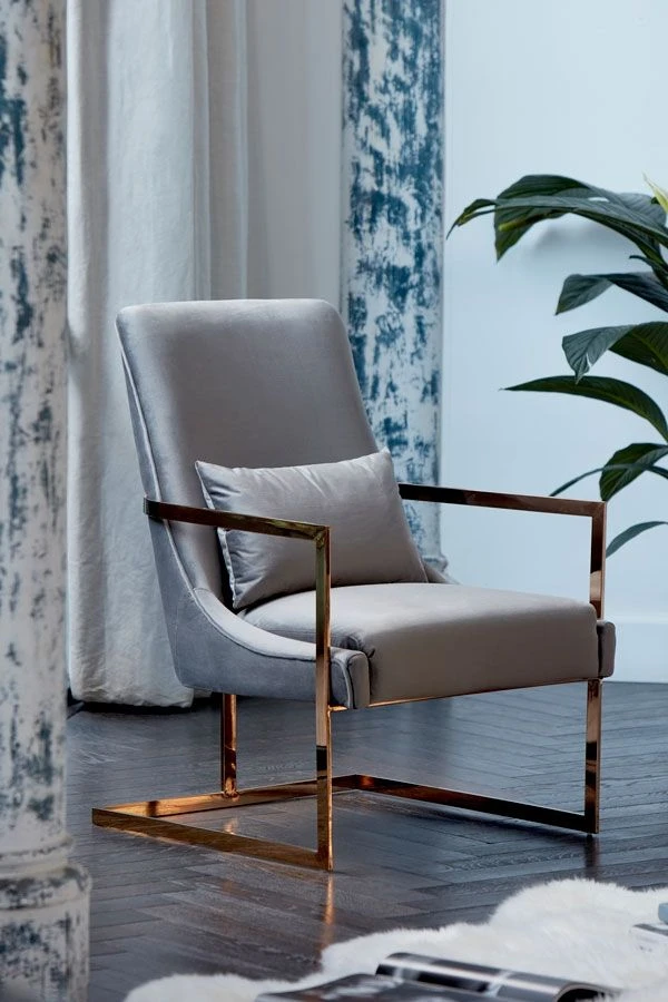 Vantagio Lounge Chair - Dove Grey - Rose Gold Base 4 Vantagio Lounge Chair - Dove Grey - Rose Gold Base - Image 2