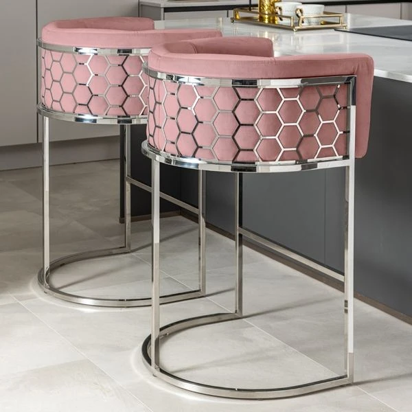 Alveare Counter Stool Silver - Blush Pink 4 Alveare Counter Stool Silver - Blush Pink - Image 2