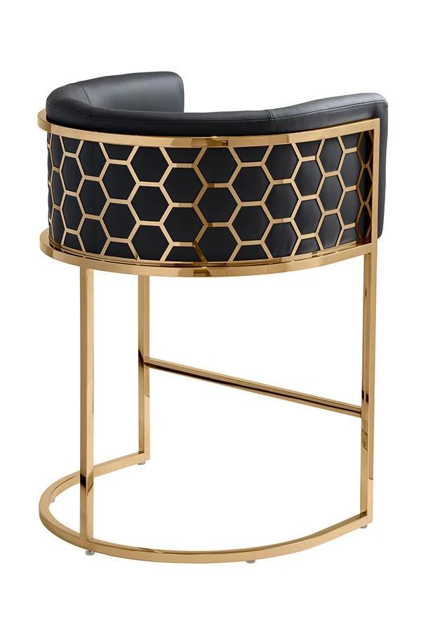 Alveare Counter Stool Brass – Black Faux Leather 3 Alveare Counter Stool Brass – Black Faux Leather