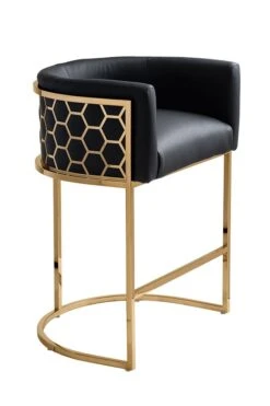 Alveare Counter Stool Brass – Black Faux Leather 8 Alveare Counter Stool Brass – Black Faux Leather -Furniture Sale Store alveare counter stool pu leather black brass front web