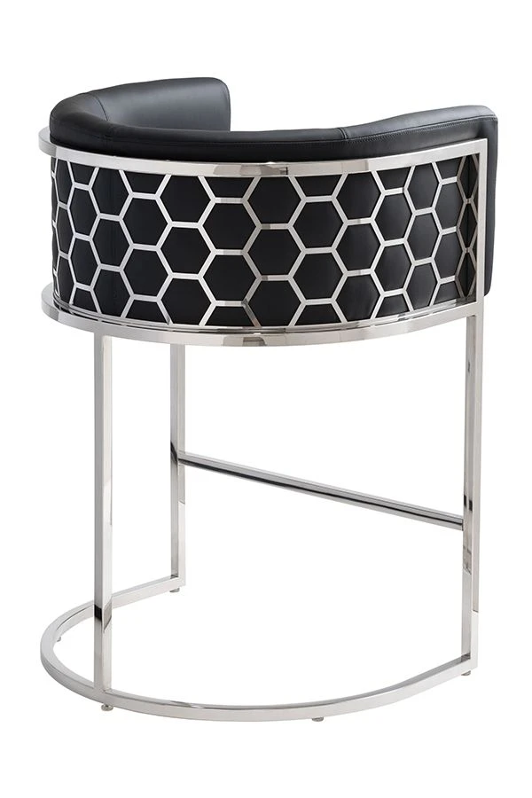 Alveare Counter Stool Silver – Black Faux Leather 3 Alveare Counter Stool Silver – Black Faux Leather