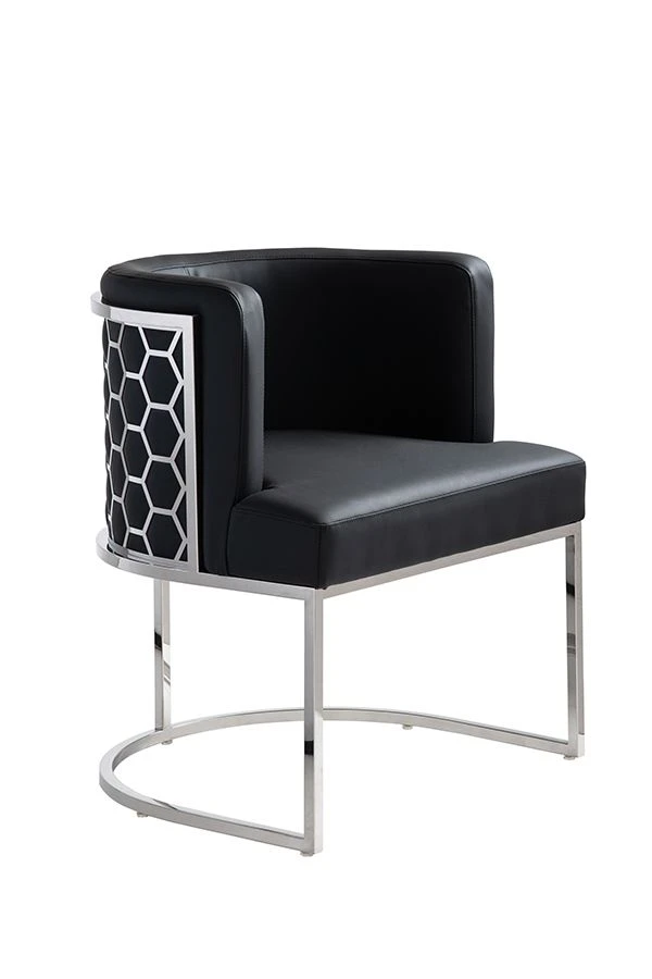 Alveare Dining Chair Silver – Black Faux Leather 4 Alveare Dining Chair Silver – Black Faux Leather - Image 2