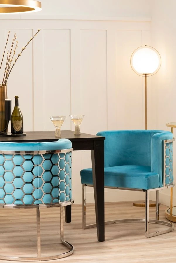 Alveare Dining Chair Silver - Teal 4 Alveare Dining Chair Silver - Teal - Image 2