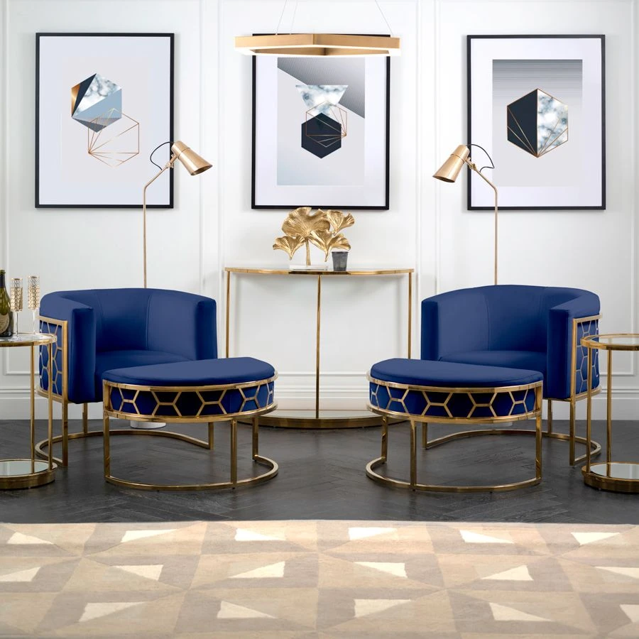 Alveare Tub Chair Brass - Royal Blue 5 Alveare Tub Chair Brass - Royal Blue - Image 3