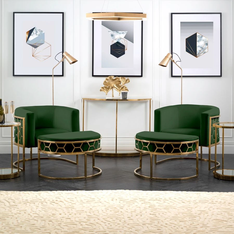 Alveare Tub Chair Brass - Bottle Green 5 Alveare Tub Chair Brass - Bottle Green - Image 3