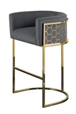 Alveare Counter Stool Brass - Smoke -Furniture Sale Store alveare brass bar stool front smoke grey webready