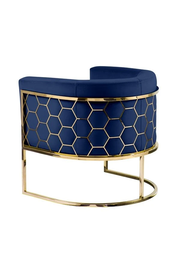 Alveare Tub Chair Brass - Royal Blue 3 Alveare Tub Chair Brass - Royal Blue