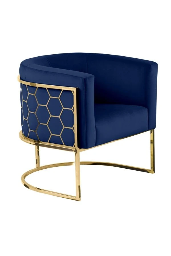 Alveare Tub Chair Brass - Royal Blue 4 Alveare Tub Chair Brass - Royal Blue - Image 2