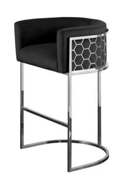 Alveare Counter Stool Silver - Black -Furniture Sale Store alveare chrome bar stool front black webready