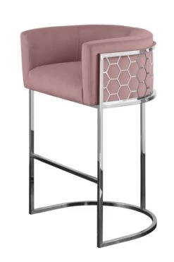 Alveare Counter Stool Silver - Blush Pink 7 Alveare Counter Stool Silver - Blush Pink -Furniture Sale Store alveare chrome bar stool front blush pink webready