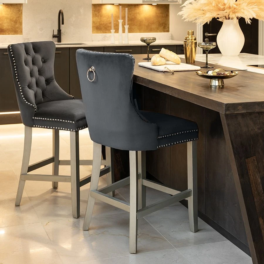 Antoinette Bar Stool - Smoke With Pewter Legs 4 Antoinette Bar Stool - Smoke With Pewter Legs - Image 2