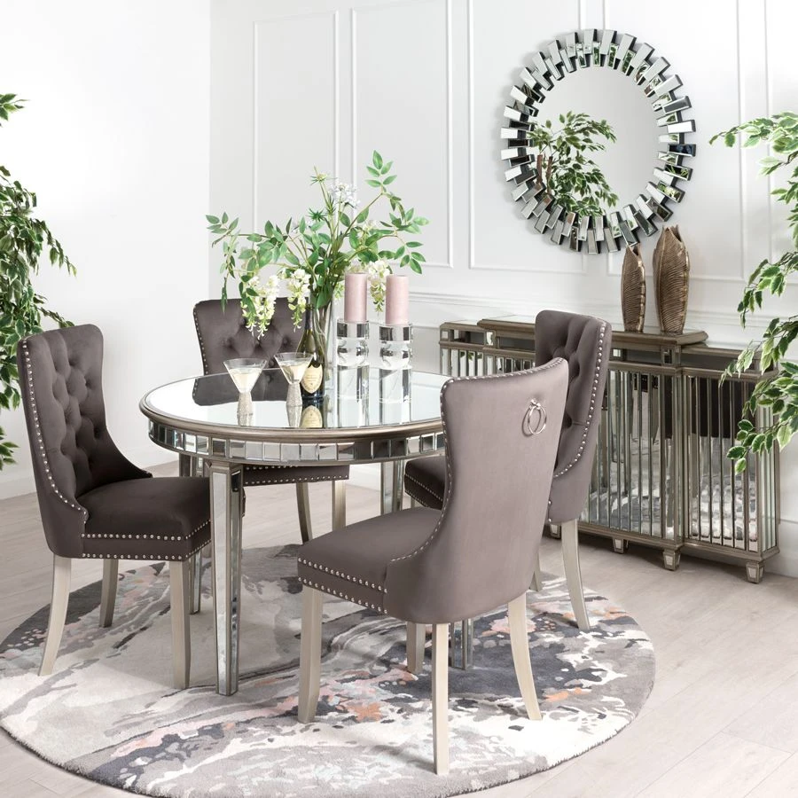 Antoinette Smoke Grey Dining Chair - Pewter Legs 5 Antoinette Smoke Grey Dining Chair - Pewter Legs - Image 3