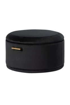 Aria Storage Ottoman – Black – Brass/Silver