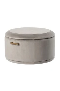 Aria Storage Ottoman – Dove Grey – Brass/Silver