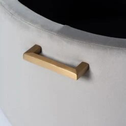 Aria Storage Ottoman – Dove Grey – Brass/Silver -Furniture Sale Store aria grey detail 1 webready