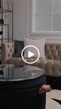 Aria Storage Ottoman – Black – Brass/Silver -Furniture Sale Store aria ottoman play button web