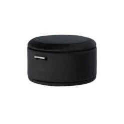Aria Storage Ottoman – Black – Brass/Silver -Furniture Sale Store aria storage ottoman black silver cutout 01 web
