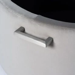 Aria Storage Ottoman – Dove Grey – Brass/Silver -Furniture Sale Store aria storage ottoman dove silver cutout 04 web