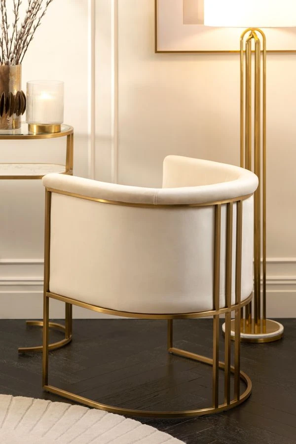 Aria Tub Chair - Chalk - Brass 4 Aria Tub Chair - Chalk - Brass - Image 2