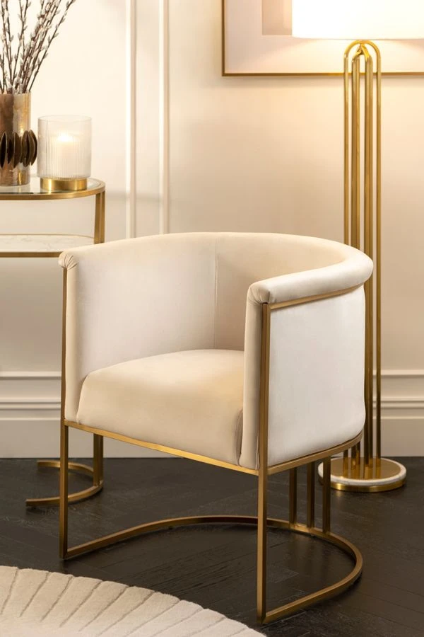 Aria Tub Chair - Chalk - Brass 5 Aria Tub Chair - Chalk - Brass - Image 3