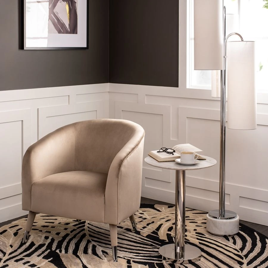 Bellucci Armchair - Taupe - Silver Caps 4 Bellucci Armchair - Taupe - Silver Caps - Image 2