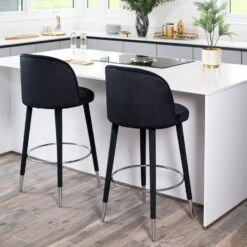 Bellucci Counter Stool - Black - Silver Caps 10 Bellucci Counter Stool - Black - Silver Caps -Furniture Sale Store bellucci barstool black ls webready