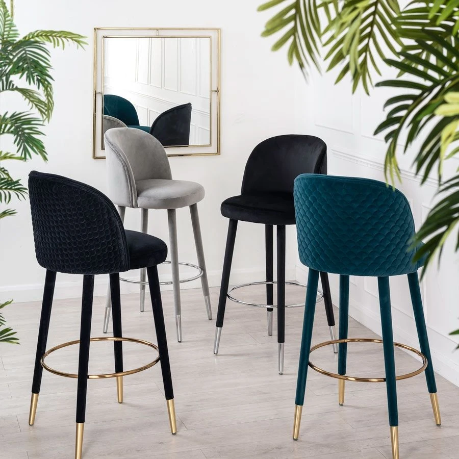 Bellucci Counter Stool - Black - Silver Caps 4 Bellucci Counter Stool - Black - Silver Caps - Image 2