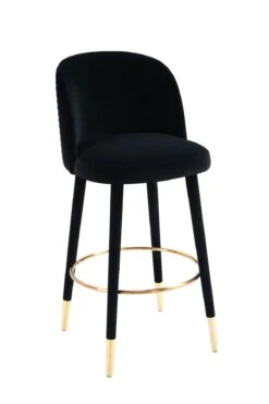 Bellucci Circles Counter Stool - Black - Brass Caps -Furniture Sale Store bellucci barstool brass black circles cutout 02 web
