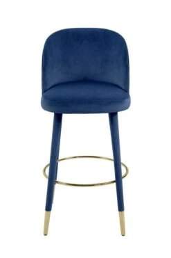 Bellucci Counter Stool - Navy Blue - Brass Caps -Furniture Sale Store bellucci barstool brass blue cutout 01 web