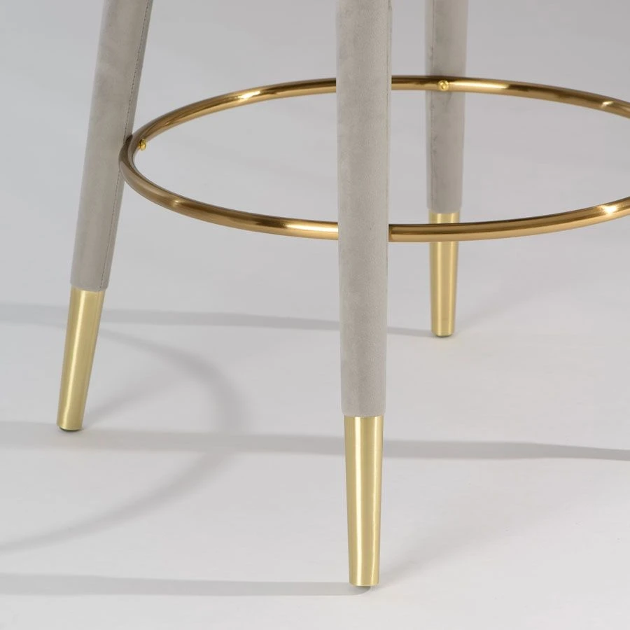 Bellucci Counter Stool - Dove Grey - Brass Caps 7 Bellucci Counter Stool - Dove Grey - Brass Caps - Image 5