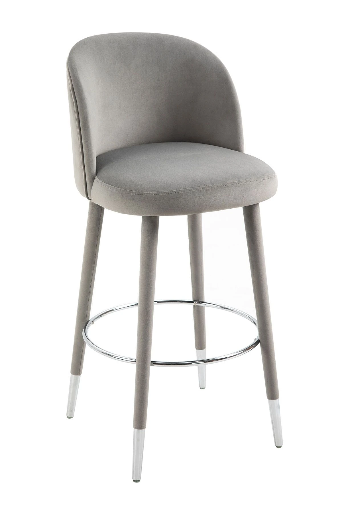 Bellucci Counter Stool - Dove Grey - Silver Caps - Image 3