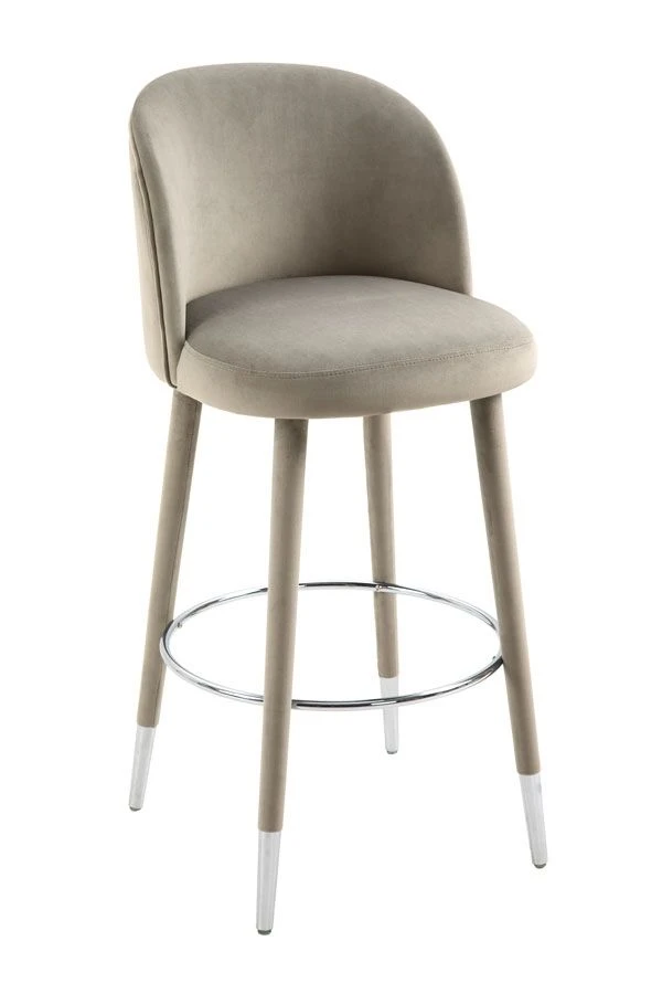 Bellucci Counter Stool - Taupe - Silver Caps 6 Bellucci Counter Stool - Taupe - Silver Caps - Image 4