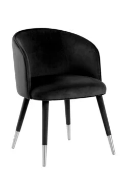 Bellucci Dining Chair - Black - Silver Caps