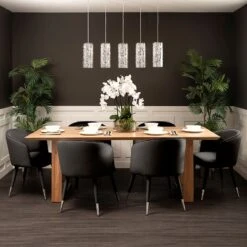 Bellucci Dining Chair - Black - Silver Caps -Furniture Sale Store belluci dining chair black silver oak web