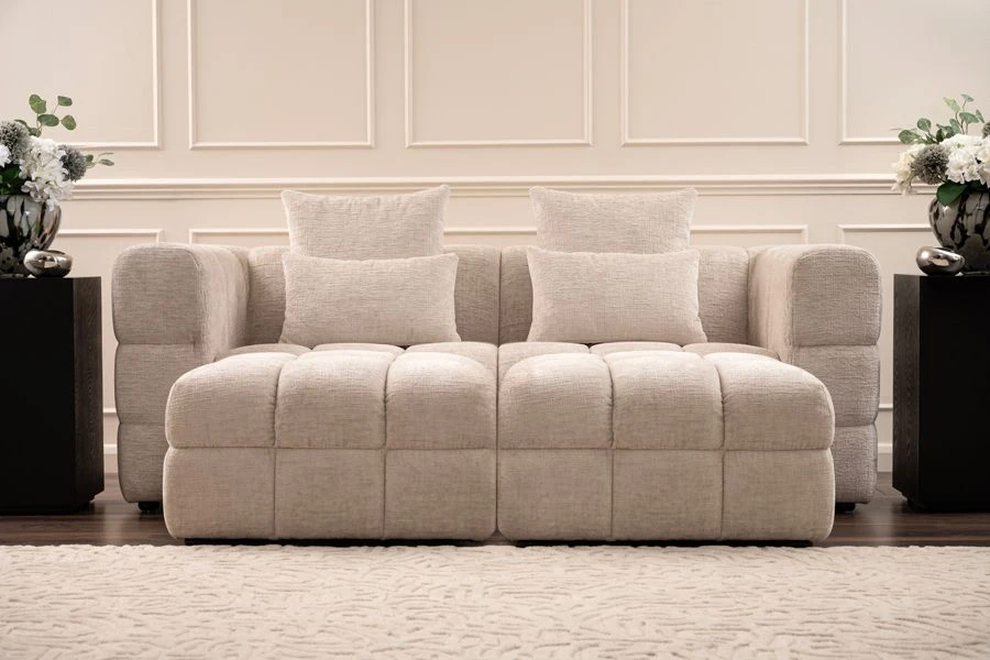 Berlin Footstool – Light Taupe Chenille 9 Berlin Footstool – Light Taupe Chenille - Image 7