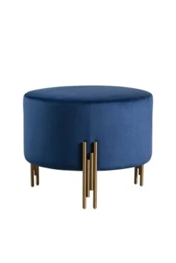 Rubell Large Stool Navy Brass Base