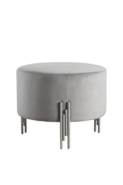 Rubell Large Stool Dove Grey Silver Base