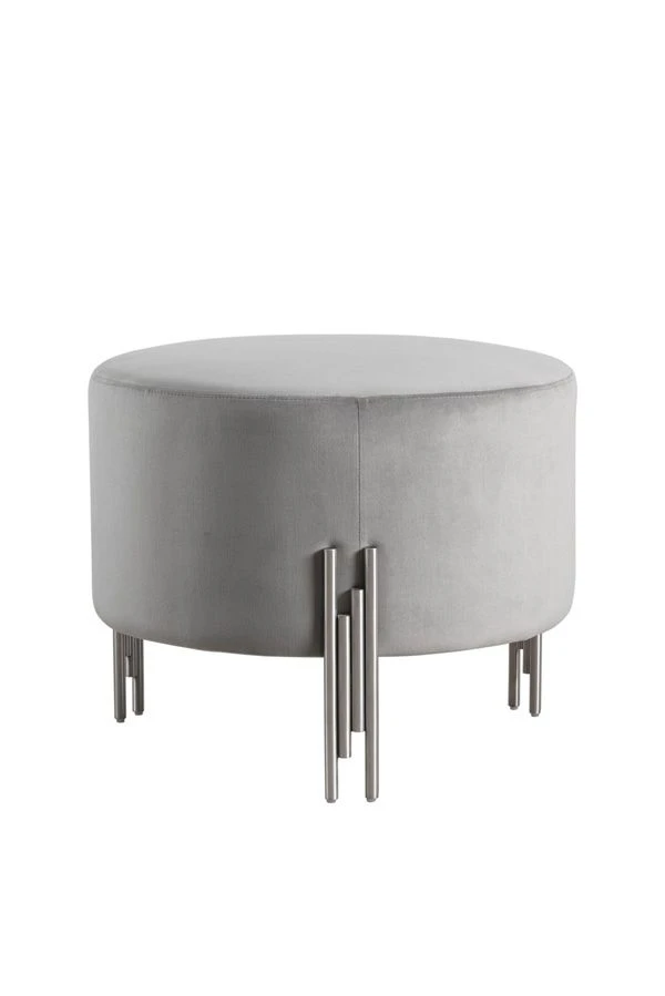 Rubell Large Stool Dove Grey Silver Base 3 Rubell Large Stool Dove Grey Silver Base