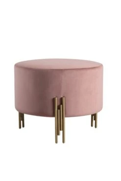 Rubell Large Stool Blush Pink Brass Base