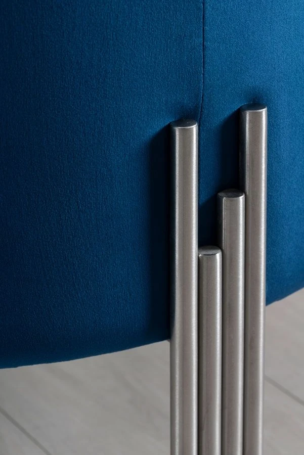 Rubell Large Stool Navy Silver Base 5 Rubell Large Stool Navy Silver Base - Image 3