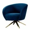 Brodie Swivel Chair - Navy Blue - Brass Base -Furniture Sale Store brodie chair blue cu1 web