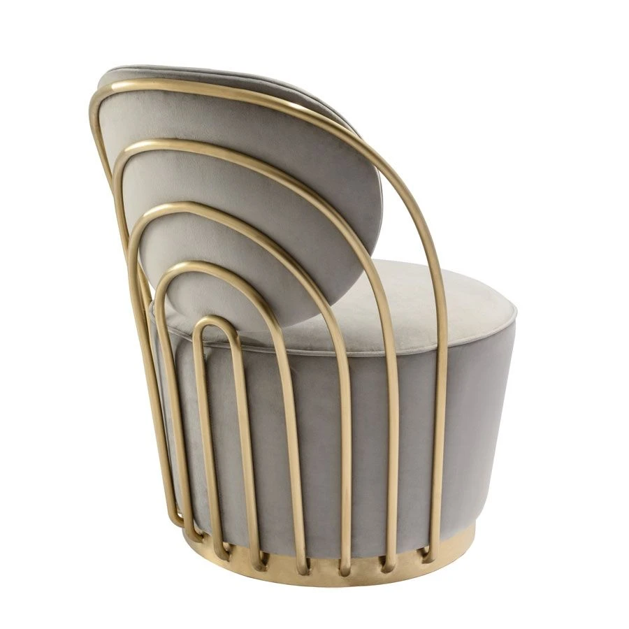 Cascade Brass Swivel Chair - Dove Grey 3 Cascade Brass Swivel Chair - Dove Grey