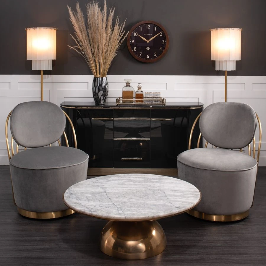 Cascade Brass Swivel Chair - Dove Grey 4 Cascade Brass Swivel Chair - Dove Grey - Image 2