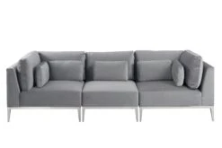Cassie Three Seat Sofa – Dove Grey – Stainless Steel Base