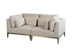 Cassie Two Seat Sofa – Chalk – Brushed Brass Base -Furniture Sale Store cassie modular sofa chalk cutout4 web